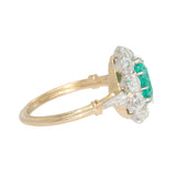 Emerald Diamond Cluster Ring-Charlotte Sayers Antique Jewellery