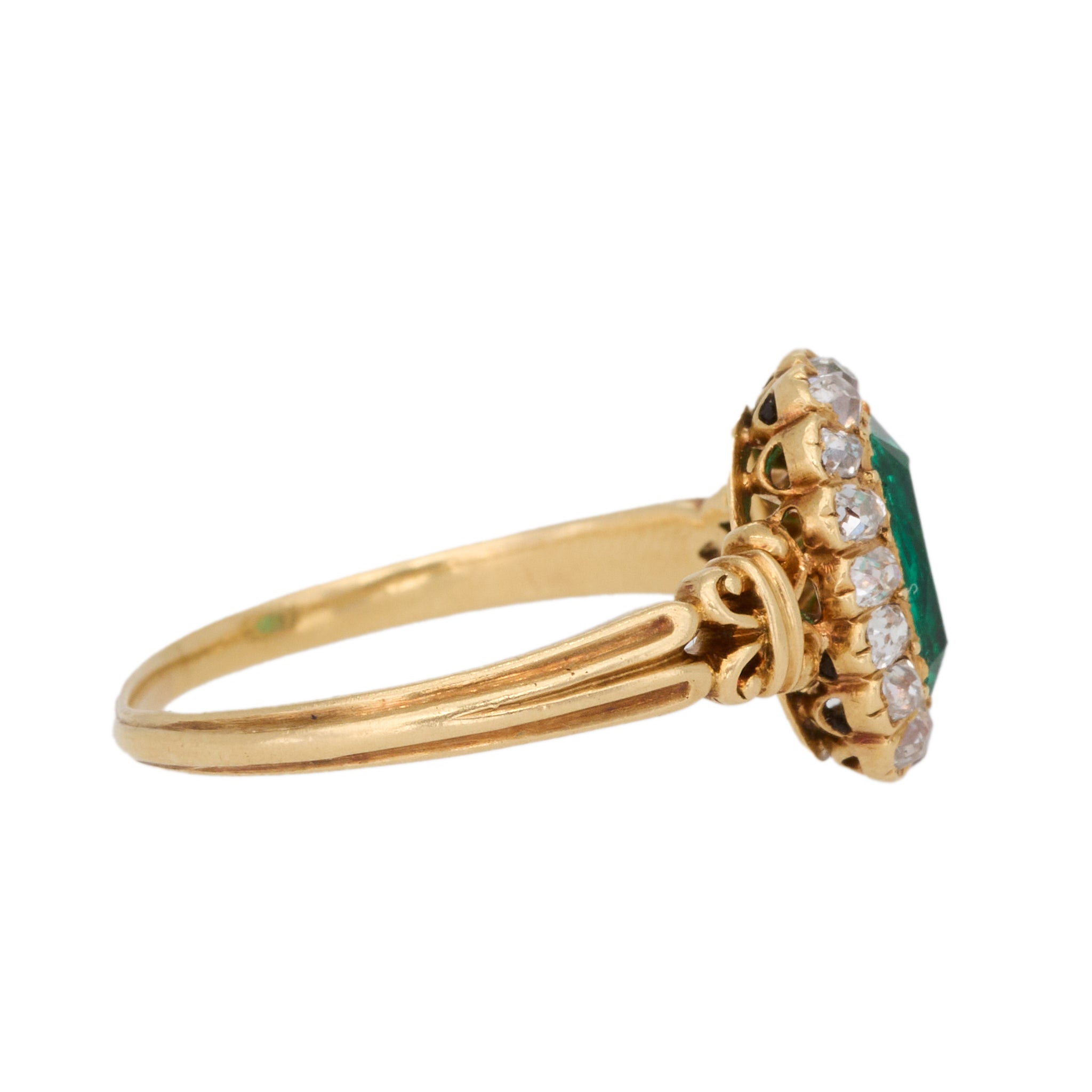 Emerald Diamond Cluster Ring-Charlotte Sayers Antique Jewellery