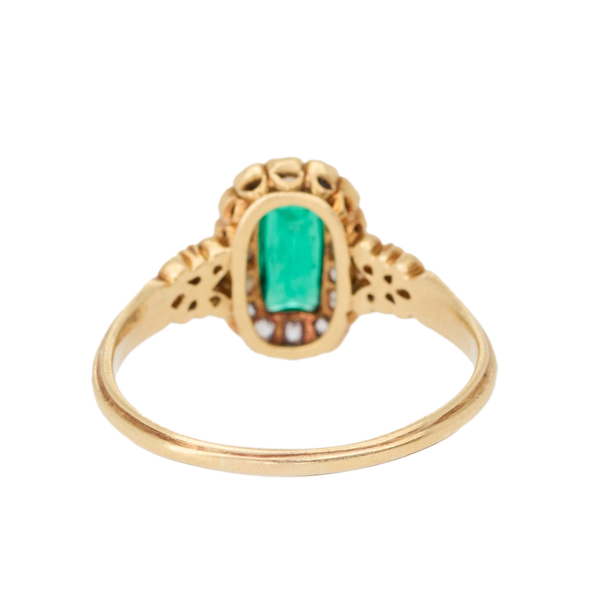 Emerald Diamond Cluster Ring-Charlotte Sayers Antique Jewellery