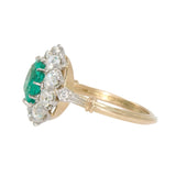 Emerald Diamond Cluster Ring-Charlotte Sayers Antique Jewellery