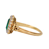 Emerald Diamond Cluster Ring-Charlotte Sayers Antique Jewellery