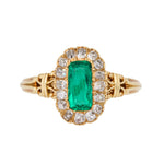 Emerald Diamond Cluster Ring-Charlotte Sayers Antique Jewellery