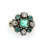 Emerald Diamond Georgian/Victorian Ring-Charlotte Sayers Antique Jewellery