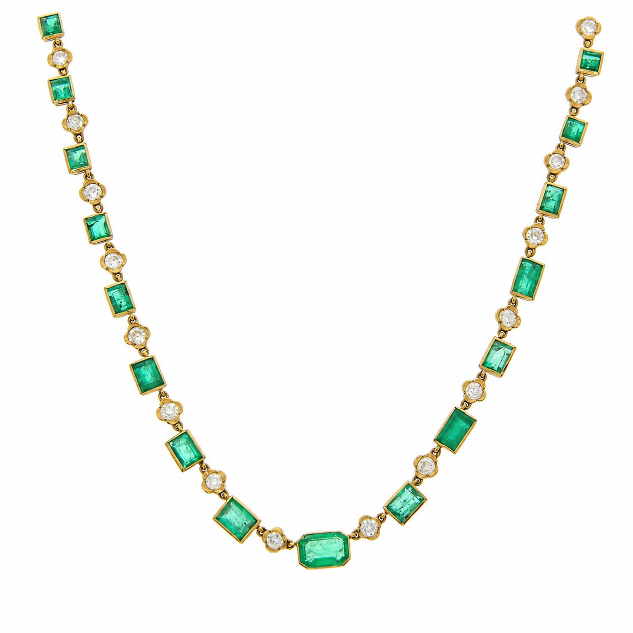 Emerald Diamond Necklace-Charlotte Sayers Antique Jewellery
