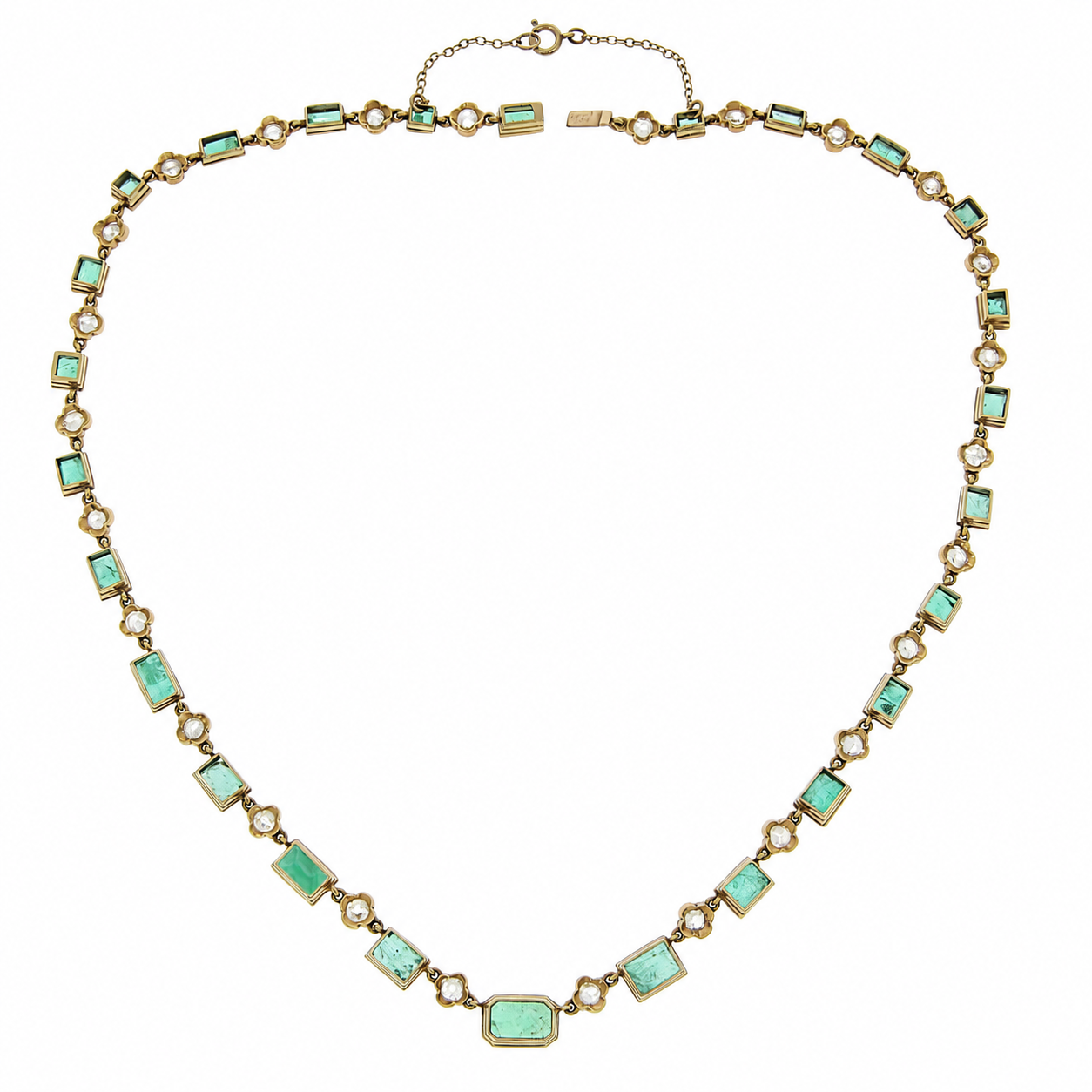 Emerald Diamond Necklace-Charlotte Sayers Antique Jewellery
