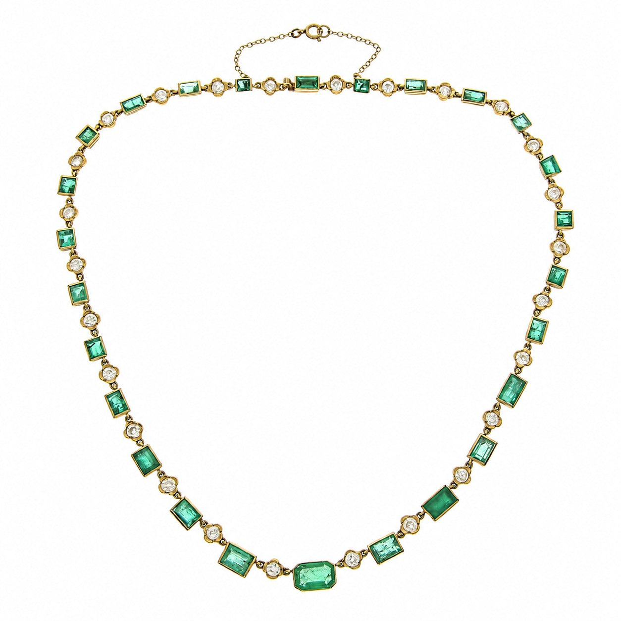 Emerald Diamond Necklace-Charlotte Sayers Antique Jewellery