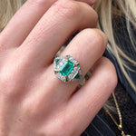 Emerald Diamond Ring-Charlotte Sayers Antique Jewellery