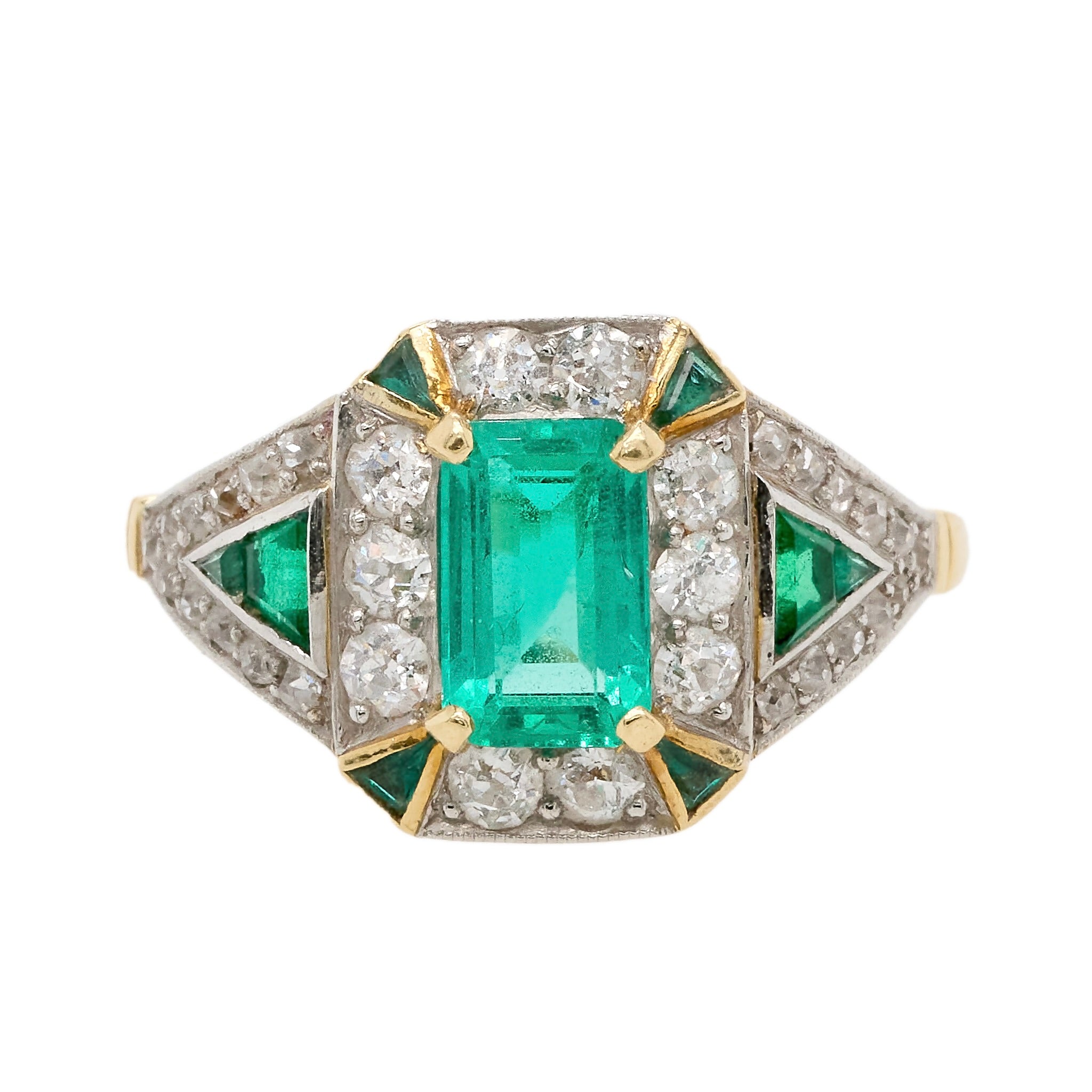 Emerald Diamond Ring-Charlotte Sayers Antique Jewellery