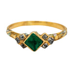 Emerald Diamond White Enamel 17th Century Ring-Charlotte Sayers Antique Jewellery