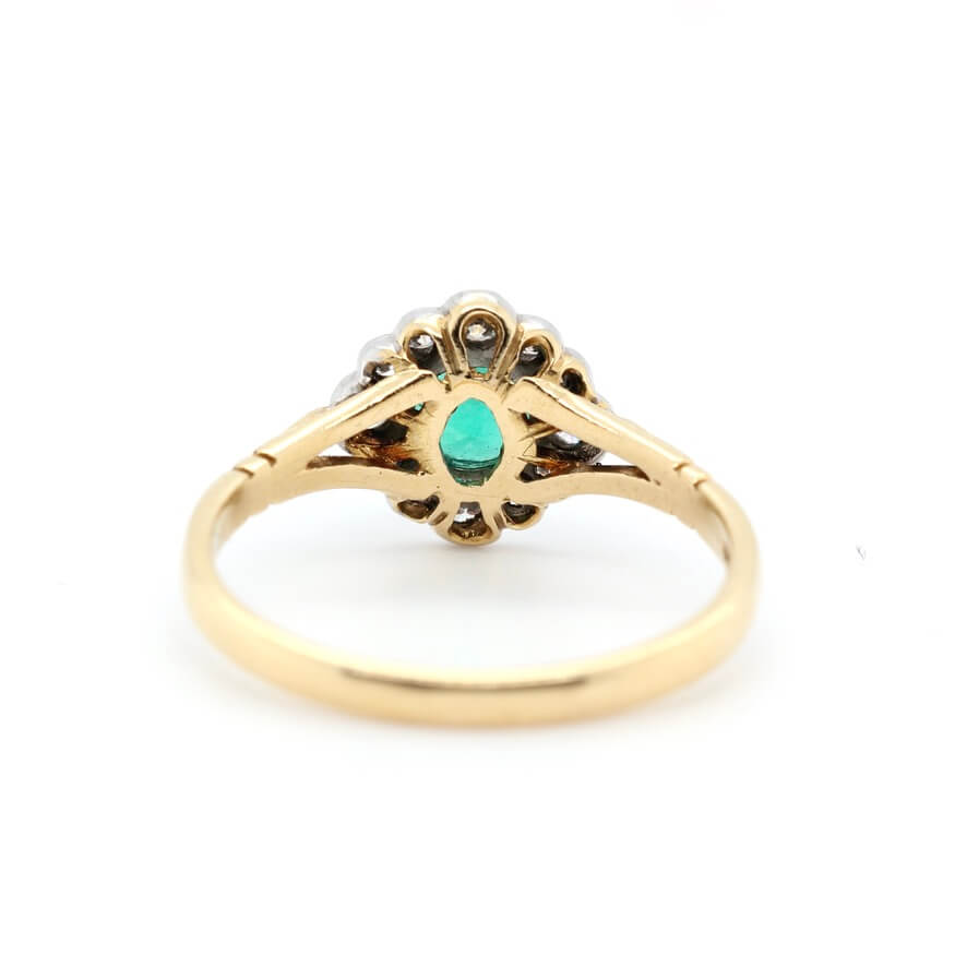 Emerald and Diamond Cluster Ring-Charlotte Sayers Antique Jewellery