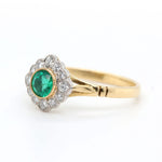 Emerald and Diamond Cluster Ring-Charlotte Sayers Antique Jewellery