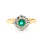 Emerald and Diamond Cluster Ring-Charlotte Sayers Antique Jewellery