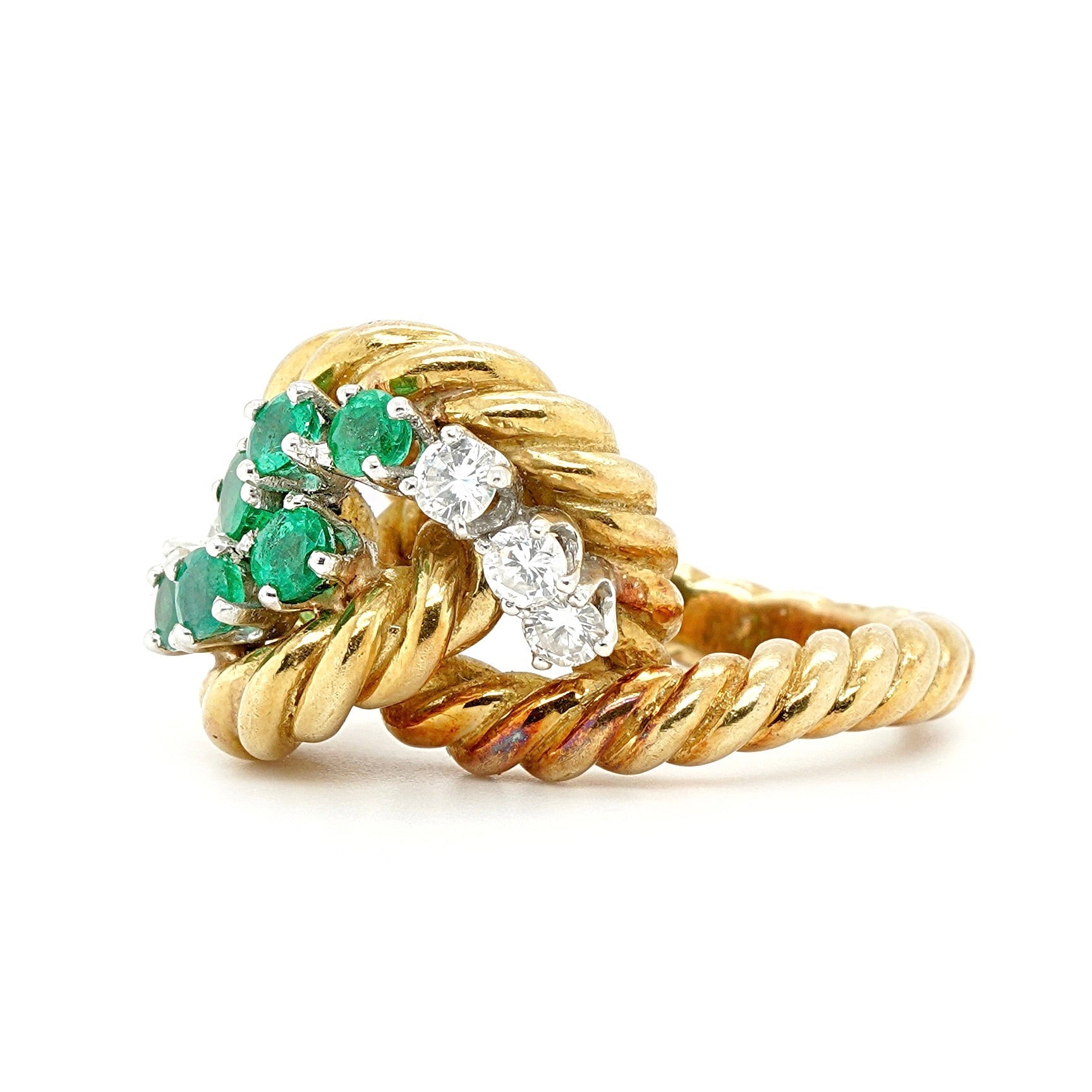 Emerald and Diamond Cocktail Ring-Charlotte Sayers Antique Jewellery