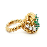 Emerald and Diamond Cocktail Ring-Charlotte Sayers Antique Jewellery