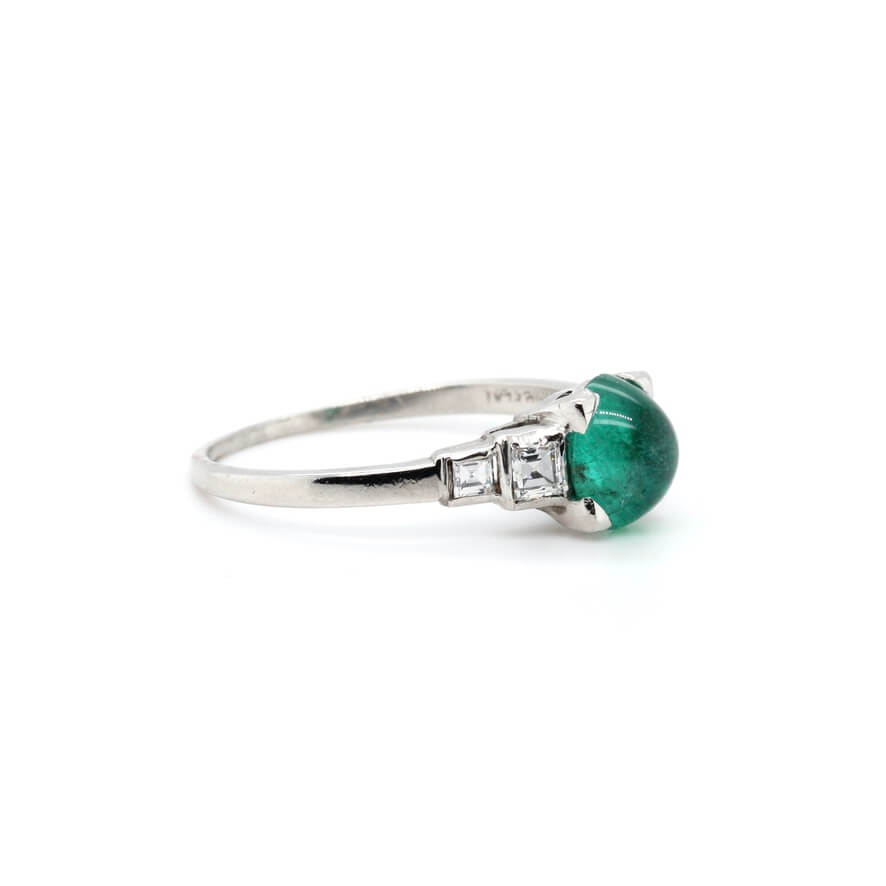 Emerald and Diamond Ring-Charlotte Sayers Antique Jewellery