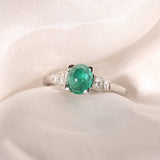 Emerald and Diamond Ring-Charlotte Sayers Antique Jewellery