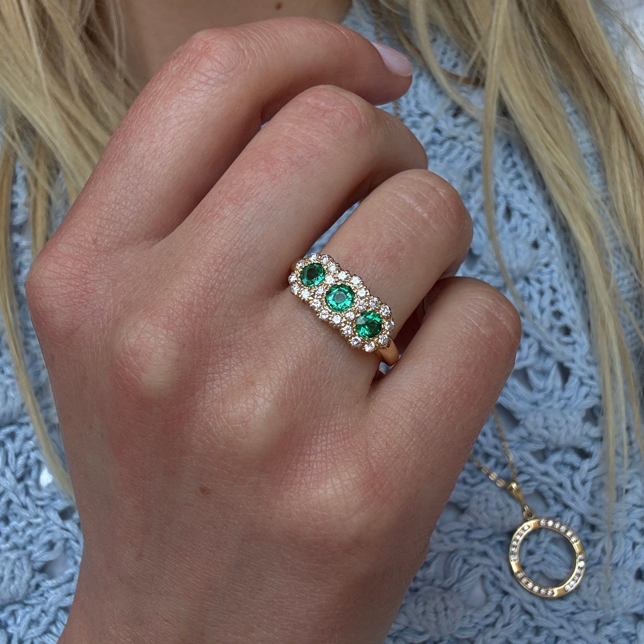 Emerald and Diamond Ring-Charlotte Sayers Antique Jewellery