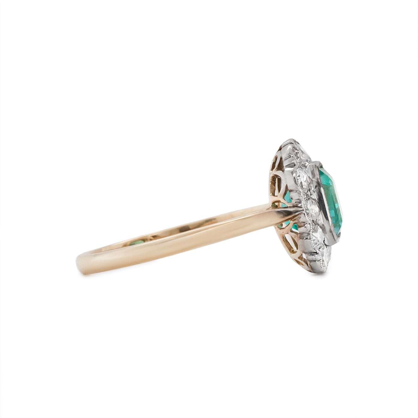 Emerald and Diamond Ring-Charlotte Sayers Antique Jewellery