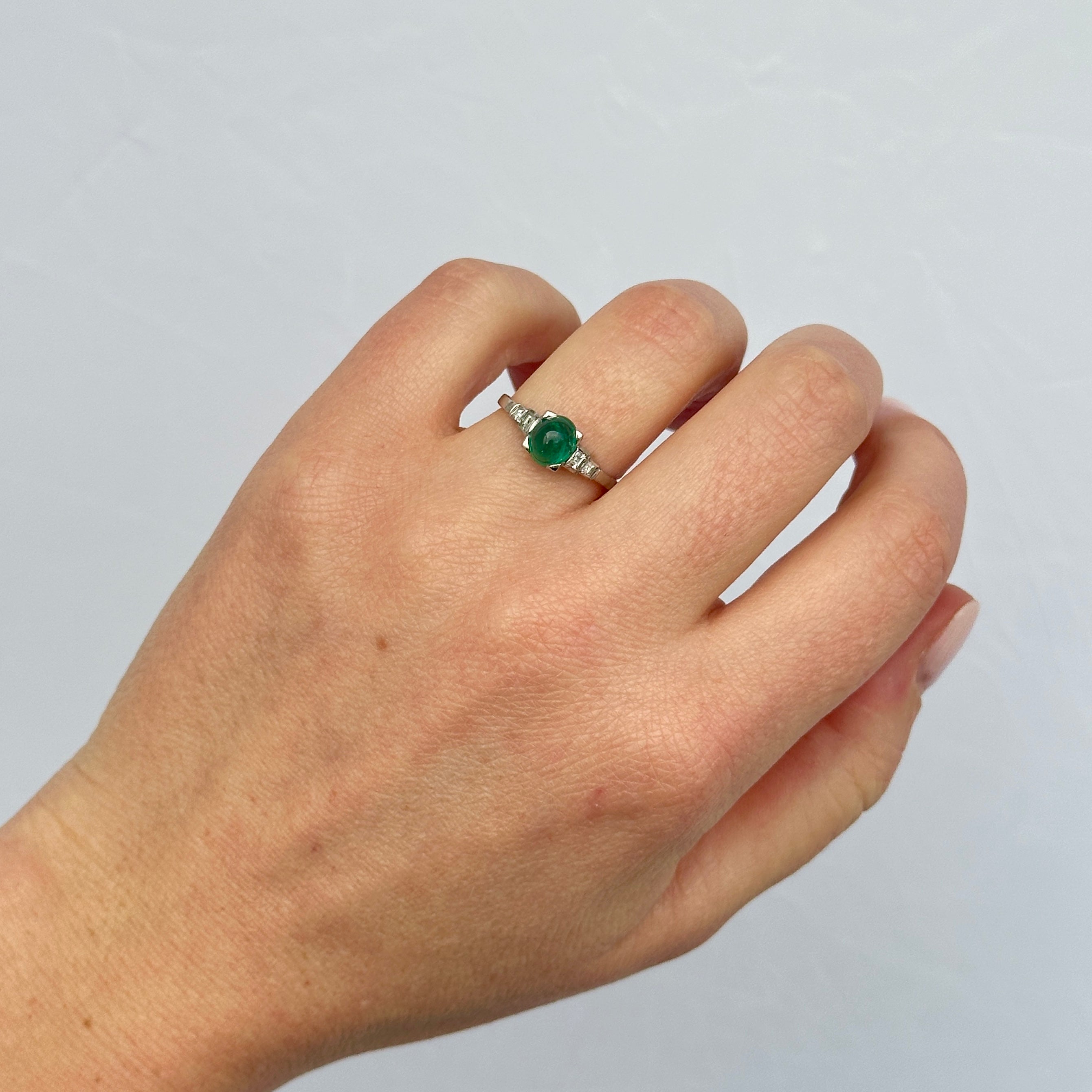 Emerald and Diamond Ring-Charlotte Sayers Antique Jewellery