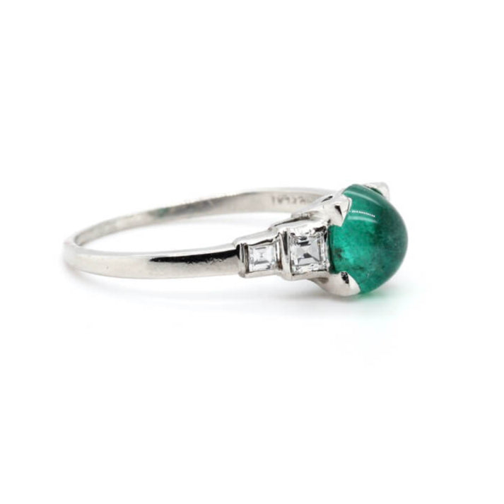 Emerald and Diamond Ring-Charlotte Sayers Antique Jewellery