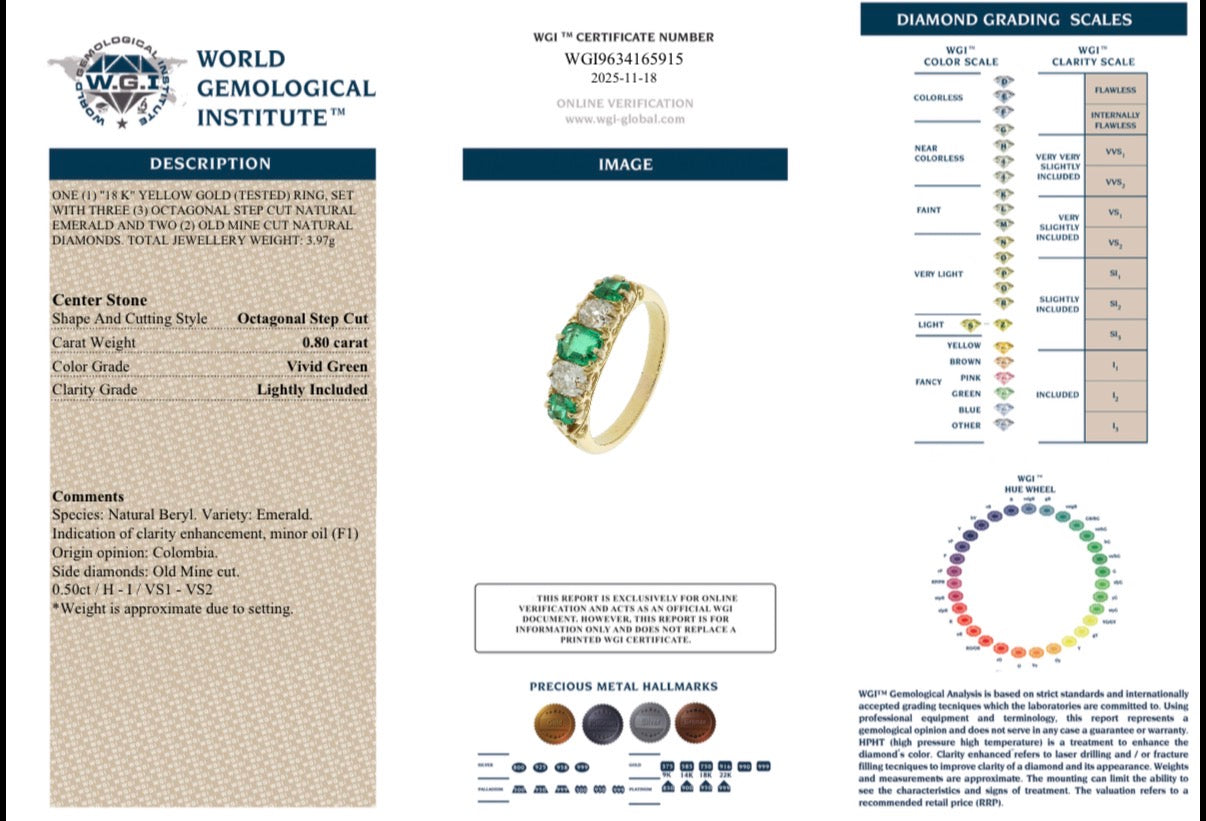 Emerald and Diamond Ring-Charlotte Sayers Antique Jewellery