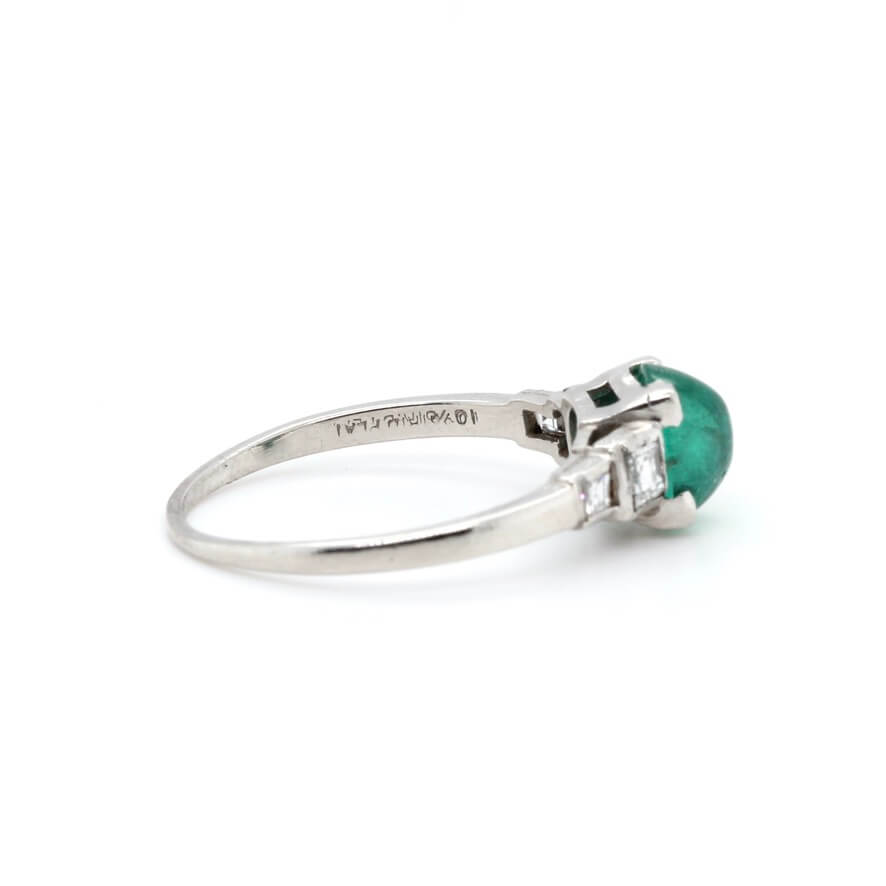 Emerald and Diamond Ring-Charlotte Sayers Antique Jewellery