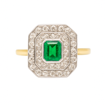 Emerald and Diamond Ring-Charlotte Sayers Antique Jewellery