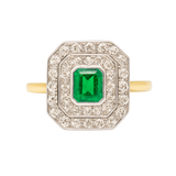 Emerald and Diamond Ring-Charlotte Sayers Antique Jewellery
