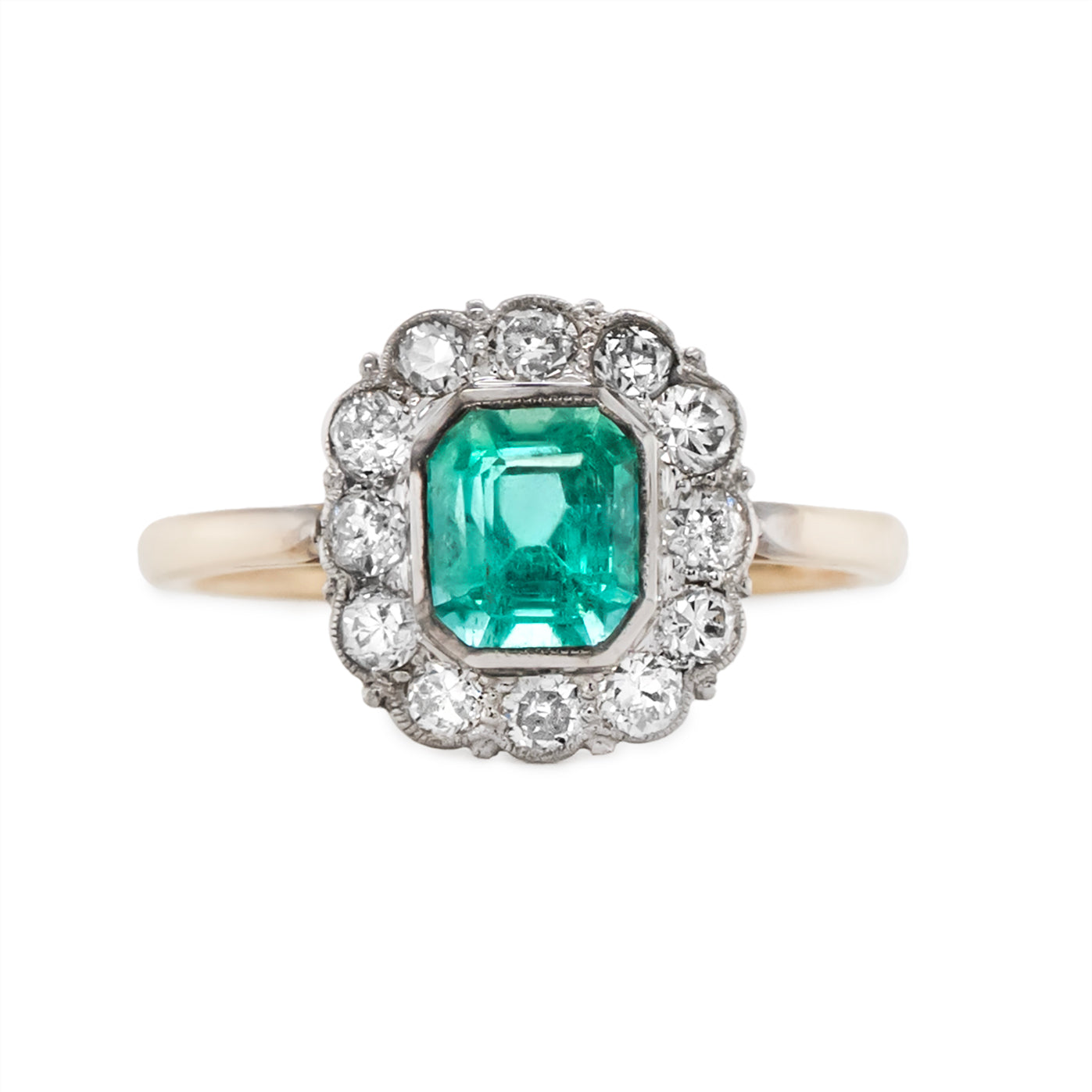 Emerald and Diamond Ring-Charlotte Sayers Antique Jewellery