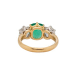 Emerald and Diamond Three Stone Trilogy Ring-Charlotte Sayers Antique Jewellery