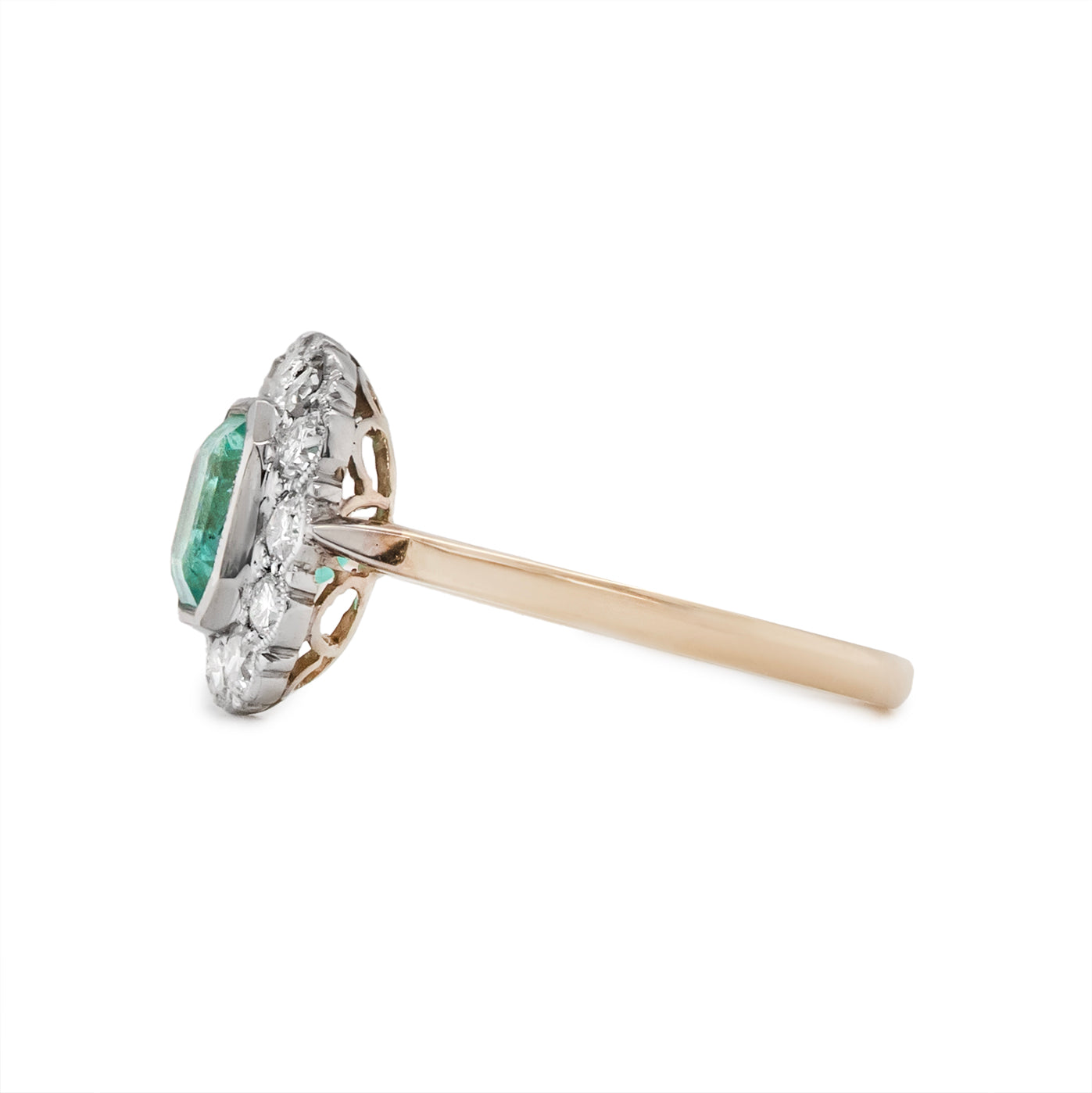 Emerald and Diamond Vintage Ring-Charlotte Sayers Antique Jewellery