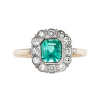 Emerald and Diamond Vintage Ring-Charlotte Sayers Antique Jewellery