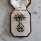 Emerald and Old Cut Diamond 18th Century Pendant/Brooch-Charlotte Sayers Antique Jewellery