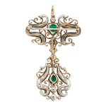 Emerald and Old Cut Diamond 18th Century Pendant/Brooch-Charlotte Sayers Antique Jewellery