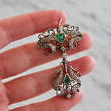 Emerald and Old Cut Diamond 18th Century Pendant/Brooch-Charlotte Sayers Antique Jewellery