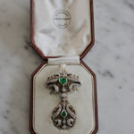 Emerald and Old Cut Diamond 18th Century Pendant/Brooch-Charlotte Sayers Antique Jewellery