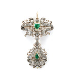 Emerald and Old Cut Diamond 18th Century Pendant/Brooch-Charlotte Sayers Antique Jewellery