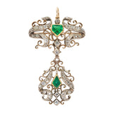 Emerald and Old Cut Diamond 18th Century Pendant/Brooch-Charlotte Sayers Antique Jewellery