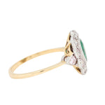 Emerald and Old Cut Diamond Cluster Ring-Charlotte Sayers Antique Jewellery