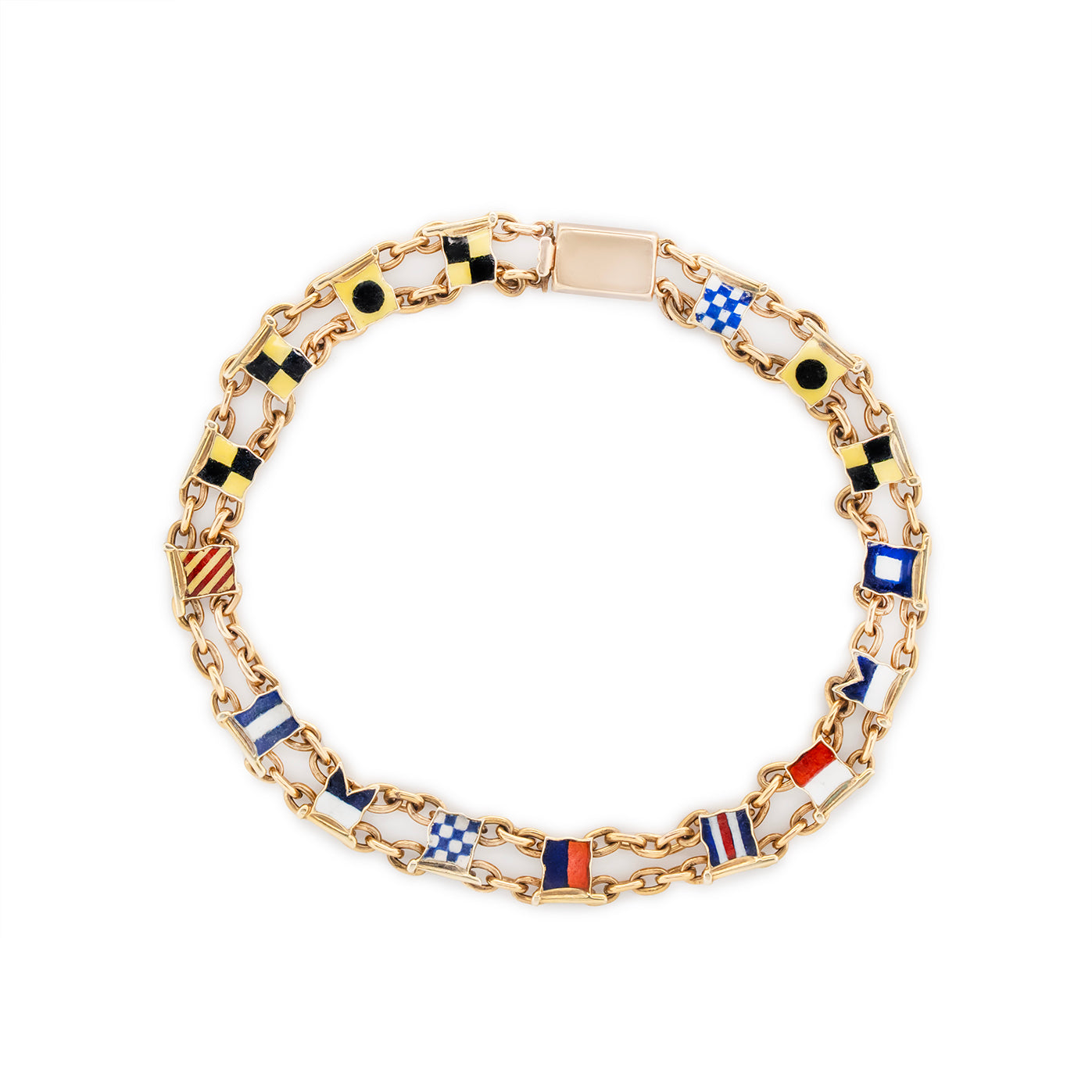Enamel Maritime Signal Flag Bracelet-Charlotte Sayers Antique Jewellery