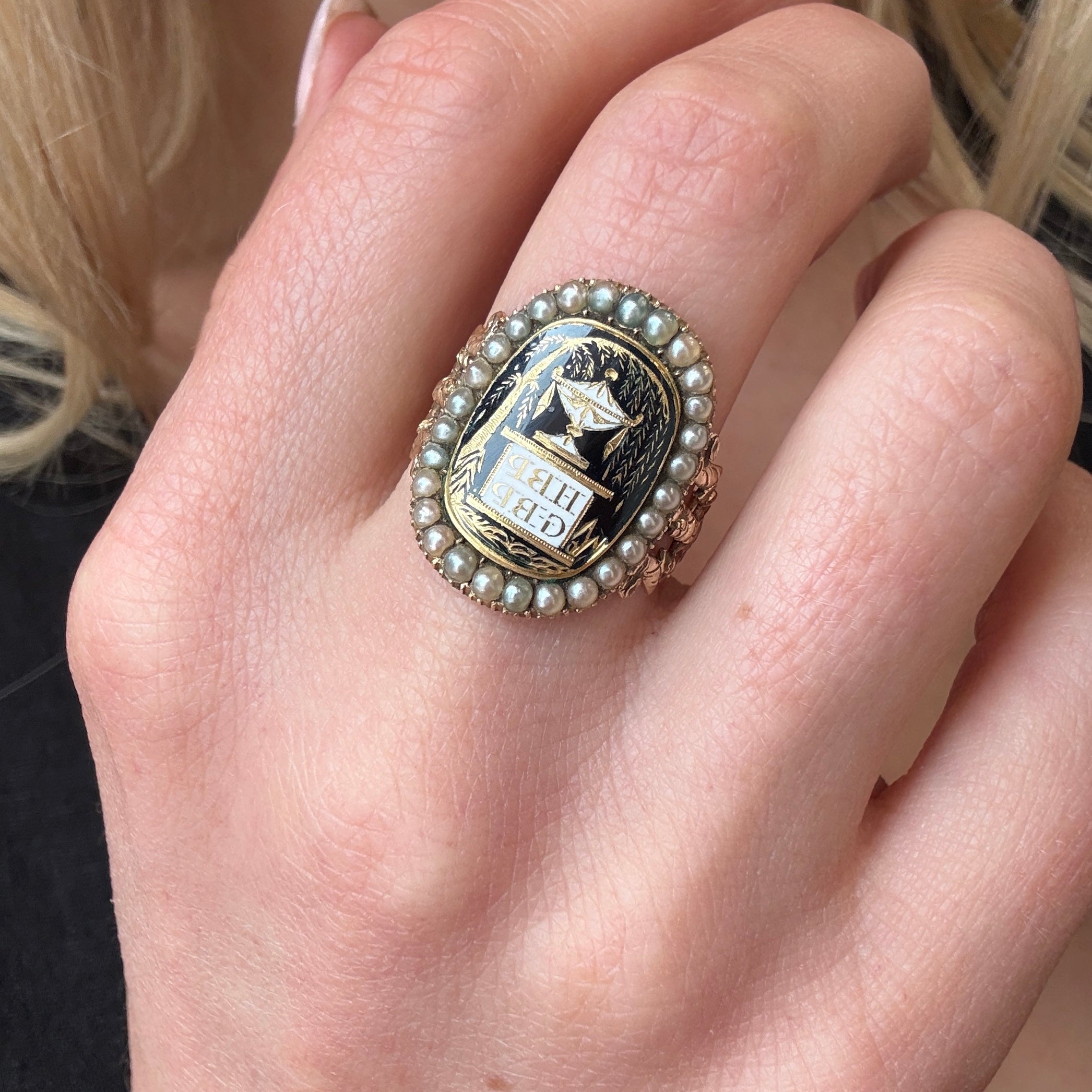 Enamel Memorial ring-Charlotte Sayers Antique Jewellery