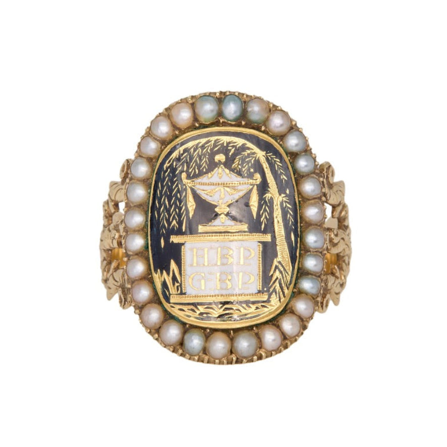 Enamel Memorial ring-Charlotte Sayers Antique Jewellery