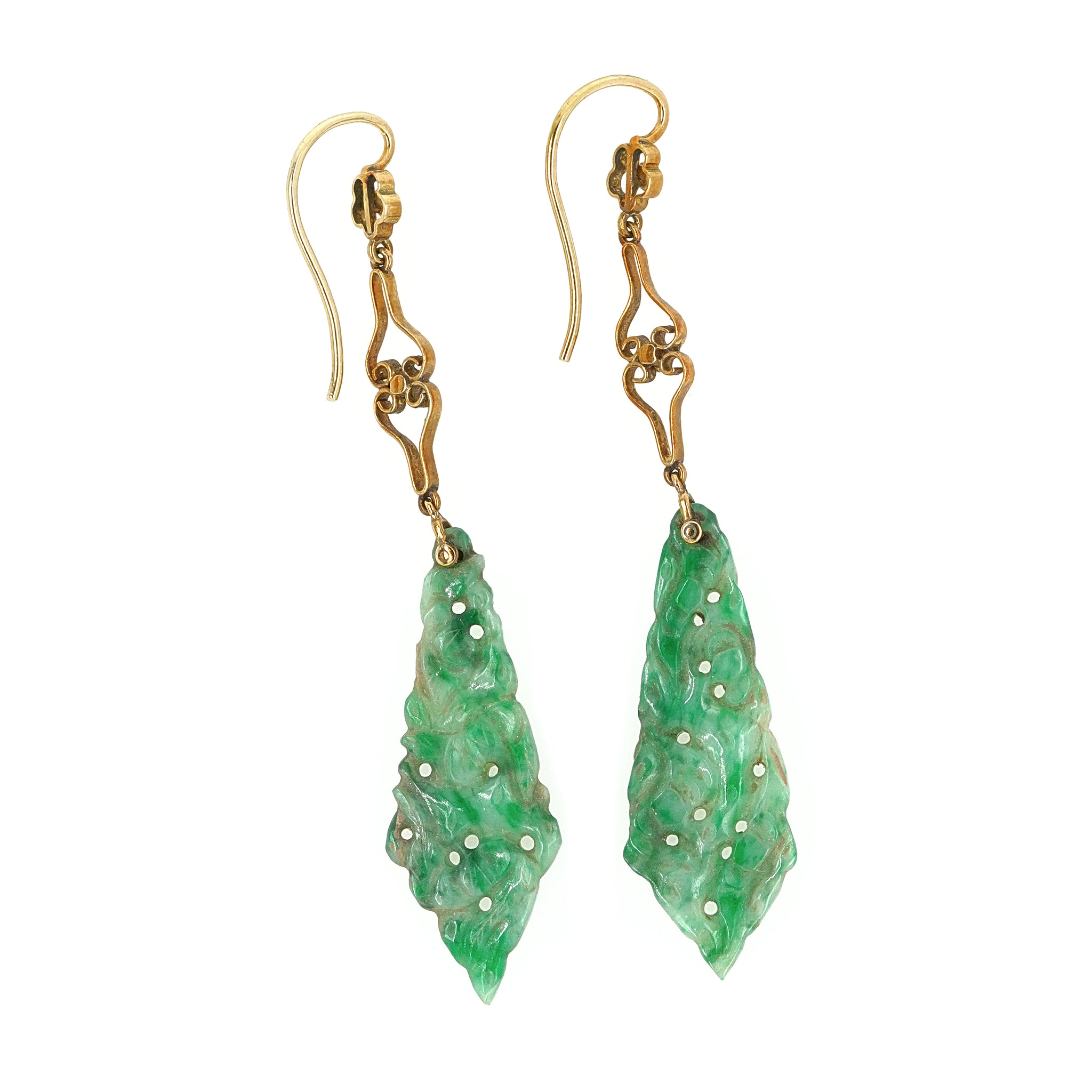 Victorian Jade and Pearl Earrings