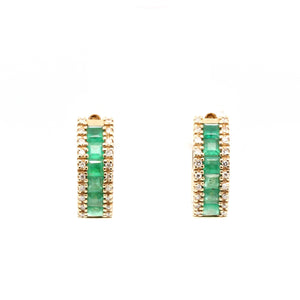 Vintage Emerald and Diamond Hoop Earrings