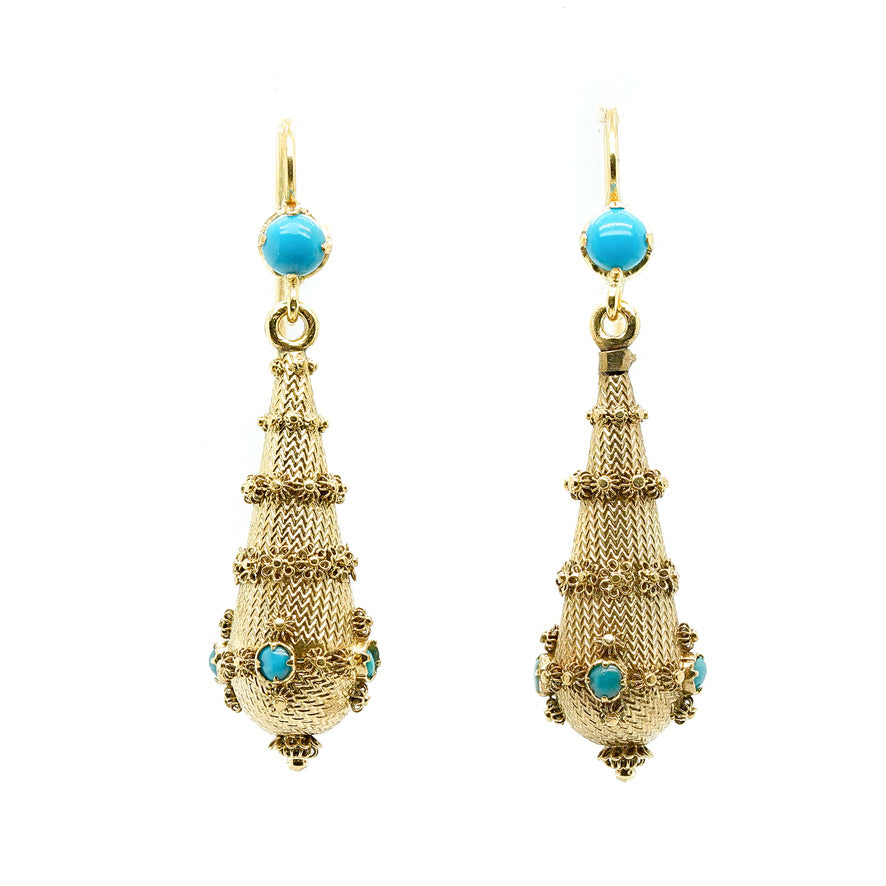 Georgian Gold and Turquoise Earrings