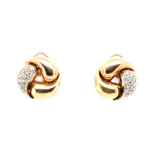 Diamond and Gold Vintage Clip Earrings