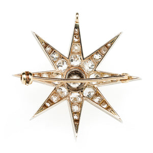 Victorian Old Mine Cut Diamond Star Brooch / Pendant