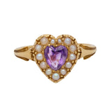 Amethyst Pearl Heart Ring