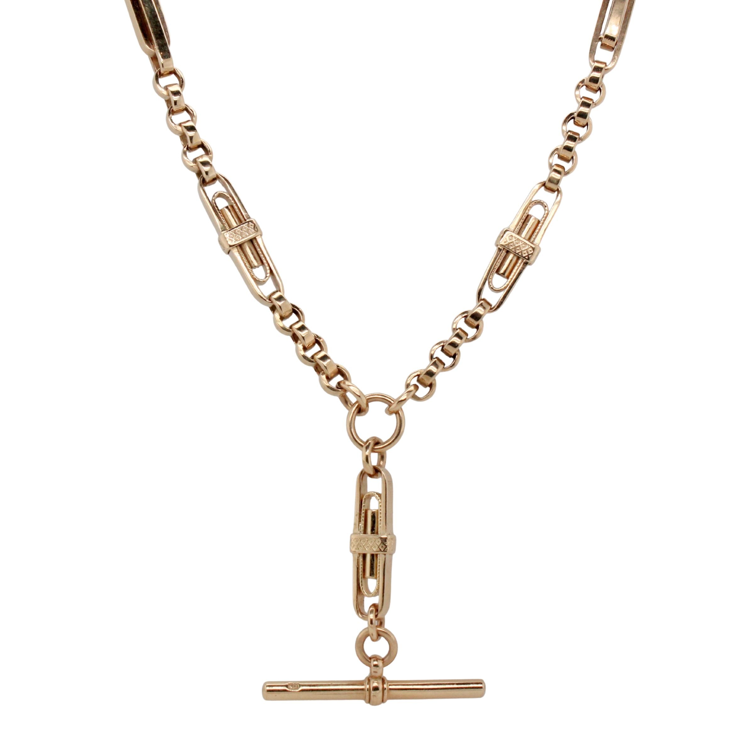 Fancy Link 9ct Gold Albert Chain-Charlotte Sayers Antique Jewellery