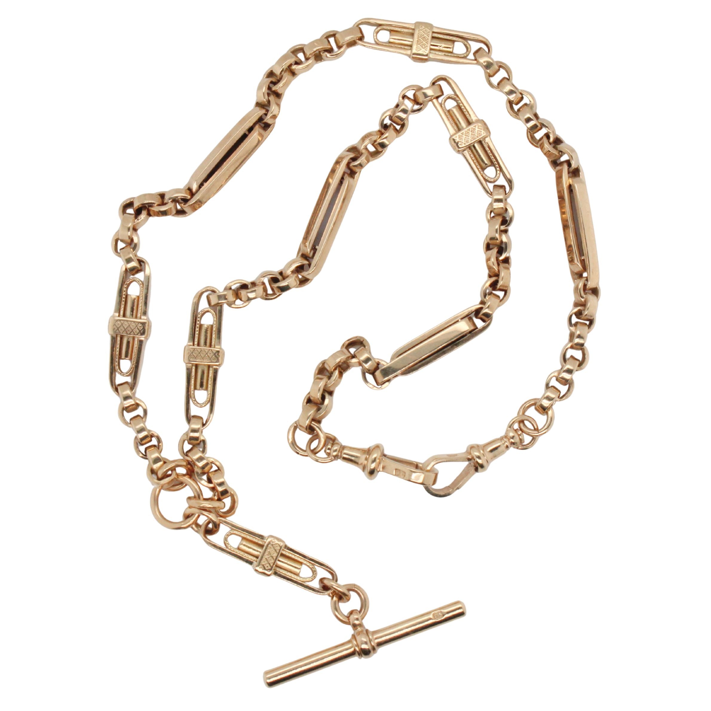 Fancy Link 9ct Gold Albert Chain-Charlotte Sayers Antique Jewellery